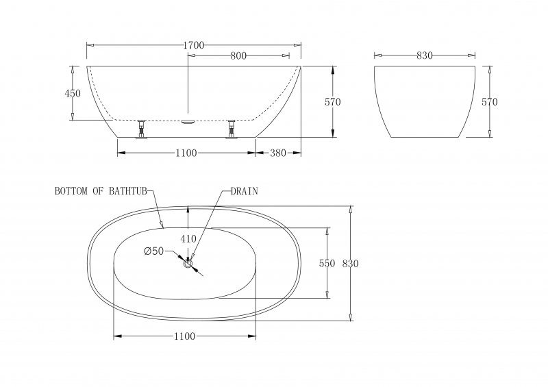 Ванна отдельностоящая BelBagno BB80-1700 170x83