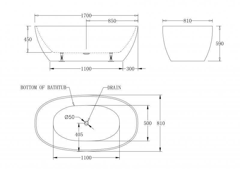 Ванна отдельностоящая BelBagno BB81-1700 170x81