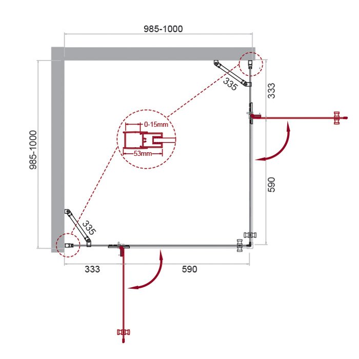 Душевой уголок BelBagno Kraft KRAFT-A-22-100-C-Cr 100x100