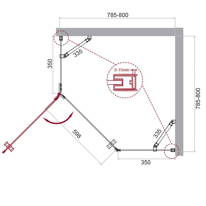 Душевой уголок BelBagno Kraft KRAFT-P-1-80-C-Cr-L 80x80