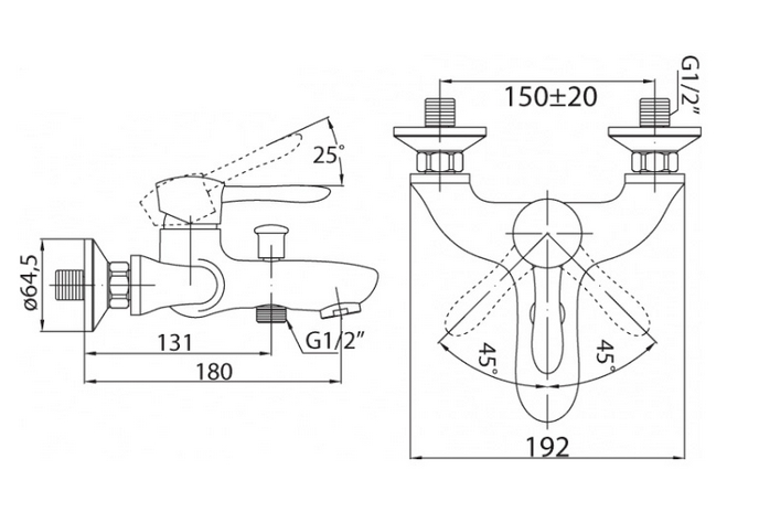 Смеситель для ванны и душа BelBagno Oglio OGL-VASM-CRM