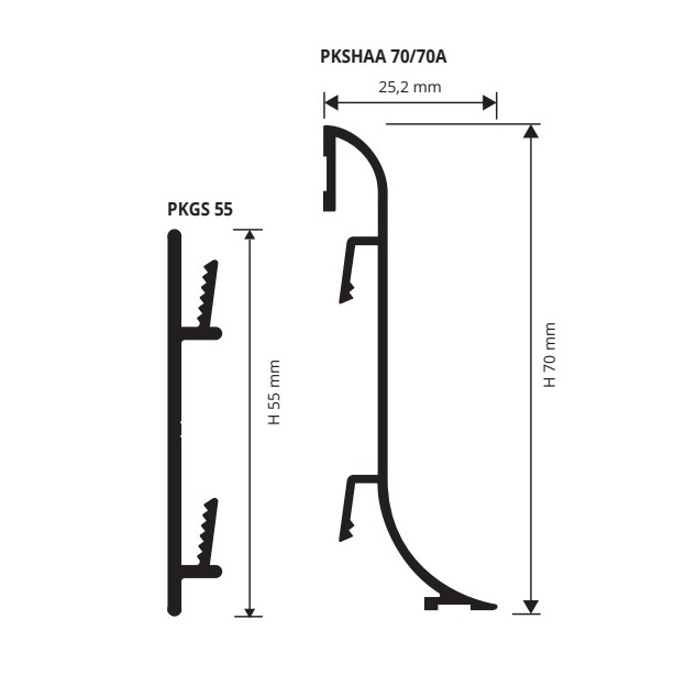 Плинтус Progress Profiles Proskirting Shell PKSHAA 70 2 м. (серебро), без клеящего слоя
