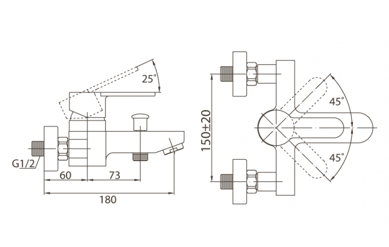 Смеситель для ванны и душа BelBagno Tanaro TAN-VASM-CRM