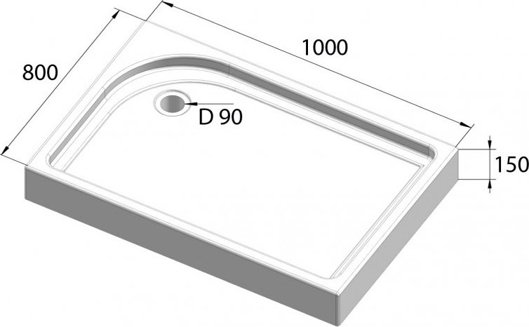 Душевой поддон BelBagno Tray TRAY-BB-AH-100/80-15-W-L 100x80