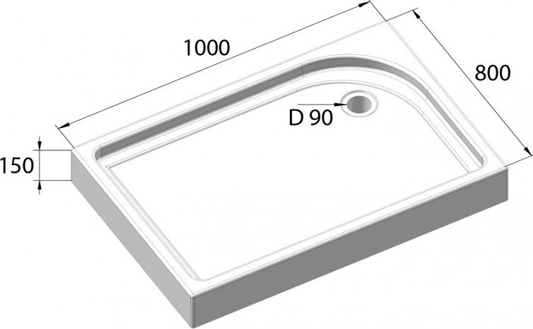 Душевой поддон BelBagno Tray TRAY-BB-AH-100/80-15-W-R 100x80