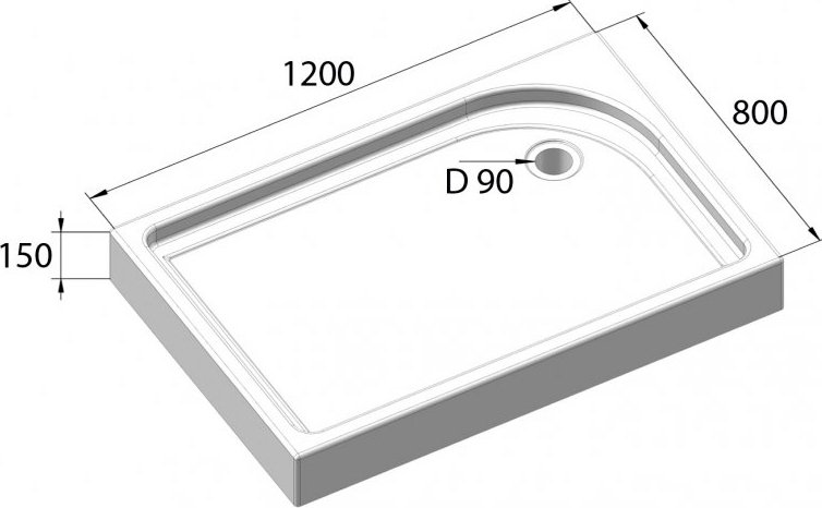 Душевой поддон BelBagno Tray TRAY-BB-AH-120/80-15-W-R 120x80