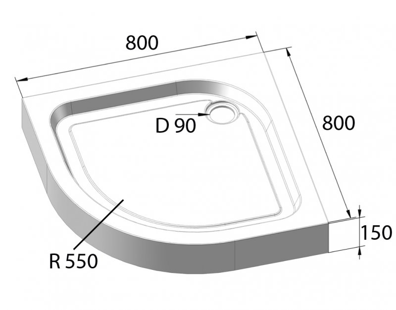 Душевой поддон BelBagno Tray TRAY-BB-R-80-550-15-W 80x80