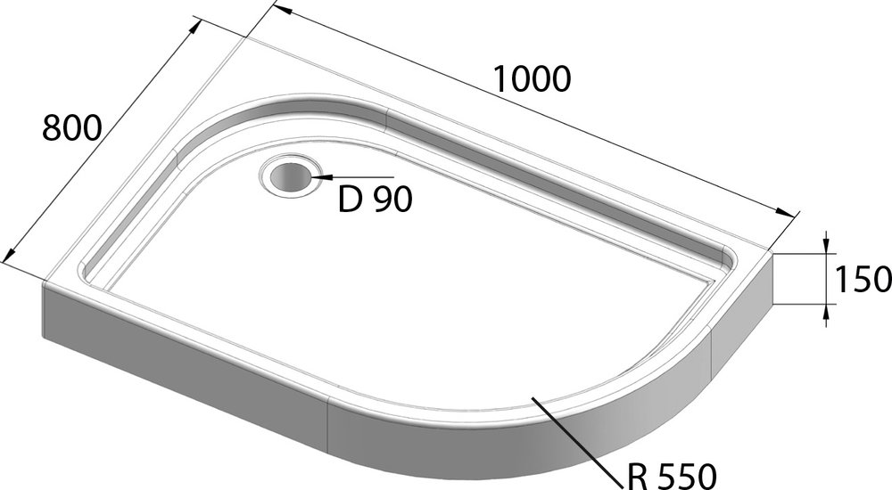 Душевой поддон BelBagno Tray TRAY-BB-RH-100/80-550-15-W-L 100x80