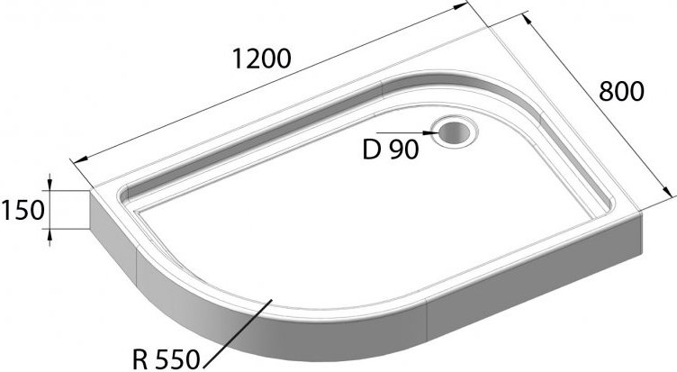 Душевой поддон BelBagno Tray TRAY-BB-RH-120/80-550-15-W-R 120x80