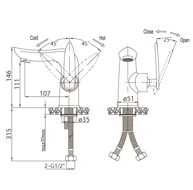 Смеситель для раковины Volturno BelBagno VOL-LVM-CRM