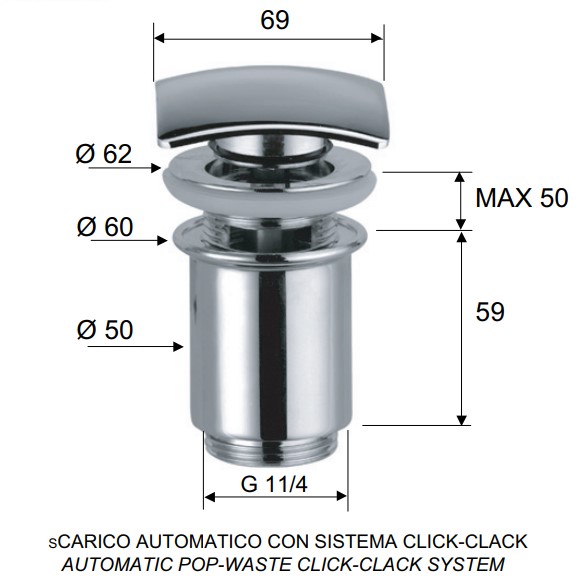 Автоматический донный клапан Remer 905SCC114 (хром)