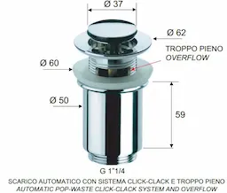Автоматический донный клапан Remer 906CC2114 (хром)