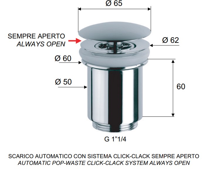 Автоматический донный клапан Remer 907114 (хром)