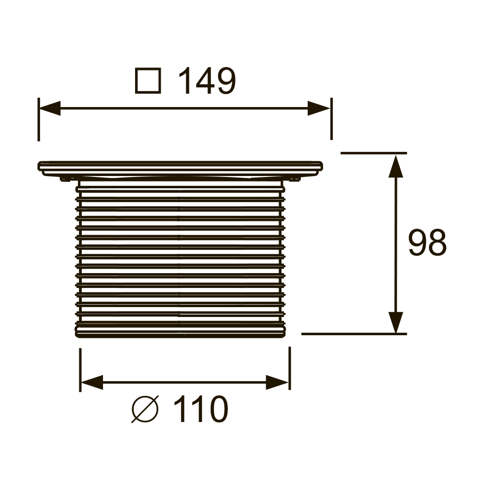 Декоративная решетка с монтажным элементом Tece TECEdrainpoint S 3660004 150 мм.