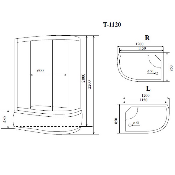 Душевая кабина Timo Comfort T-8820 L Fabric Glass