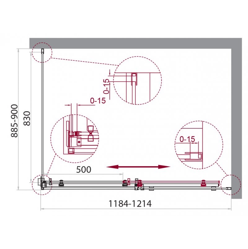 Душевой уголок BelBagno Acqua ACQUA-AH-1-120/90-C-NERO 120x90