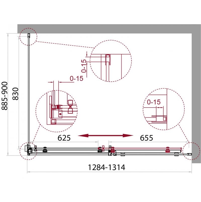 Душевой уголок BelBagno Acqua ACQUA-AH-1-130/90-C-Cr 130x90