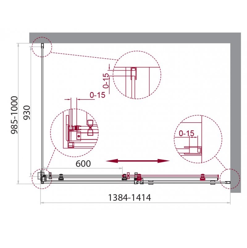 Душевой уголок BelBagno Acqua ACQUA-AH-1-140/100-C-Cr 140x100