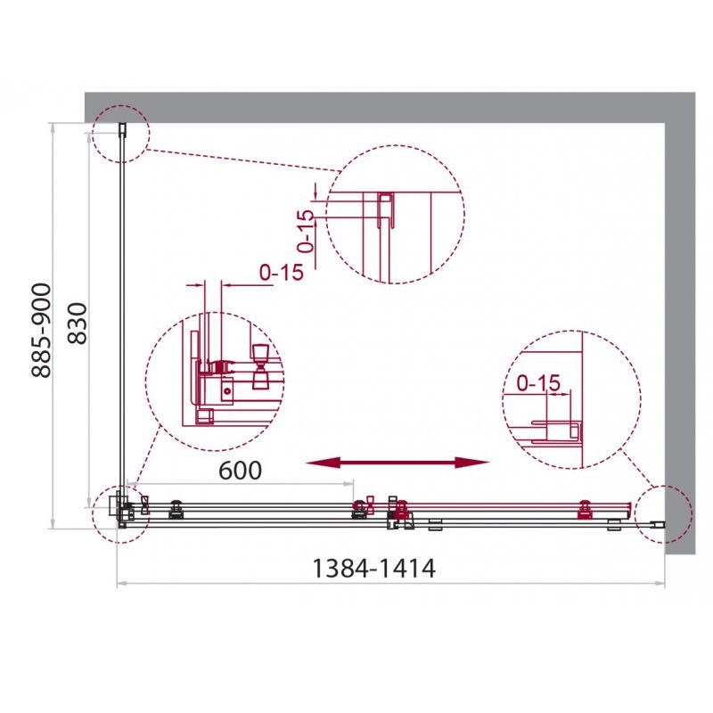 Душевой уголок BelBagno Acqua ACQUA-AH-1-140/90-C-NERO 140x90