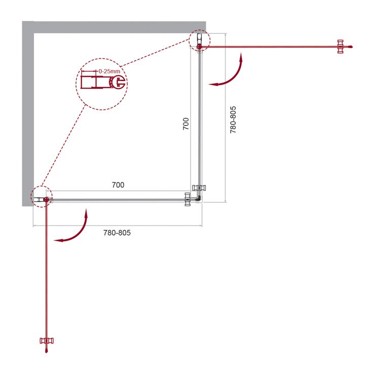 Душевой уголок BelBagno Etna ETNA-A-2-80-C-Cr 80x80