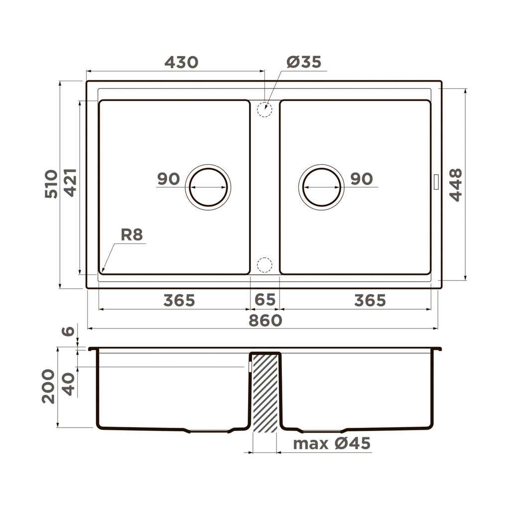 Мойка кухонная Omoikiri Kitagawa 86-2-GB 4993492  86x51 (графит)