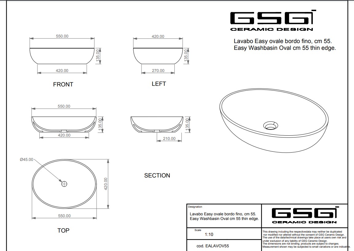 Раковина накладная GSG Easy EALAVOV55020 55x42 (серый матовый)