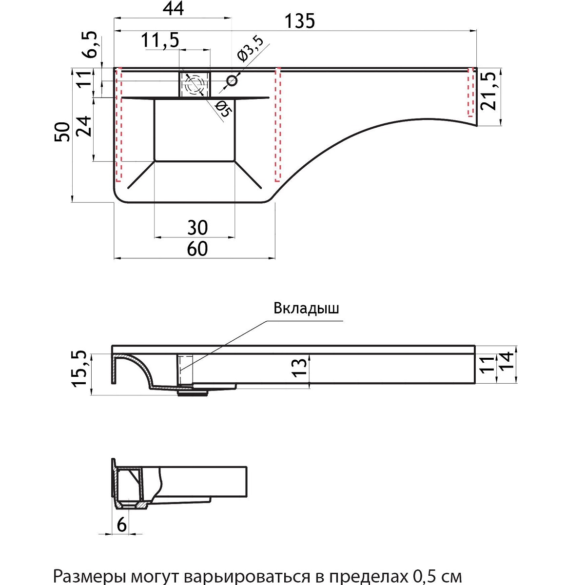 Раковина подвесная Цвет и стиль Кулибинка левая НФ-00007397 135x50 