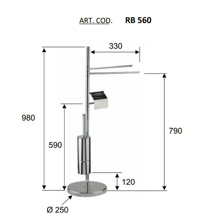 Стойка для полотенец с держателем туалетной бумаги с ёршиком Remer RB RB560CR (хром)