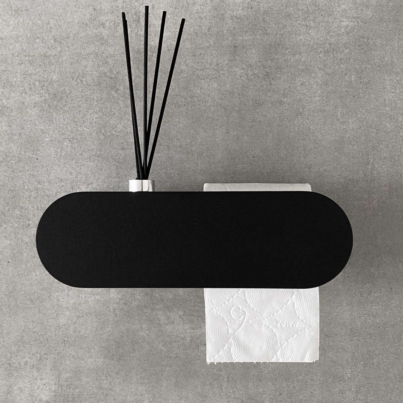  Бумагодержатель с полкой Tezza Rollo Disco (черный), бумагодержатель справа