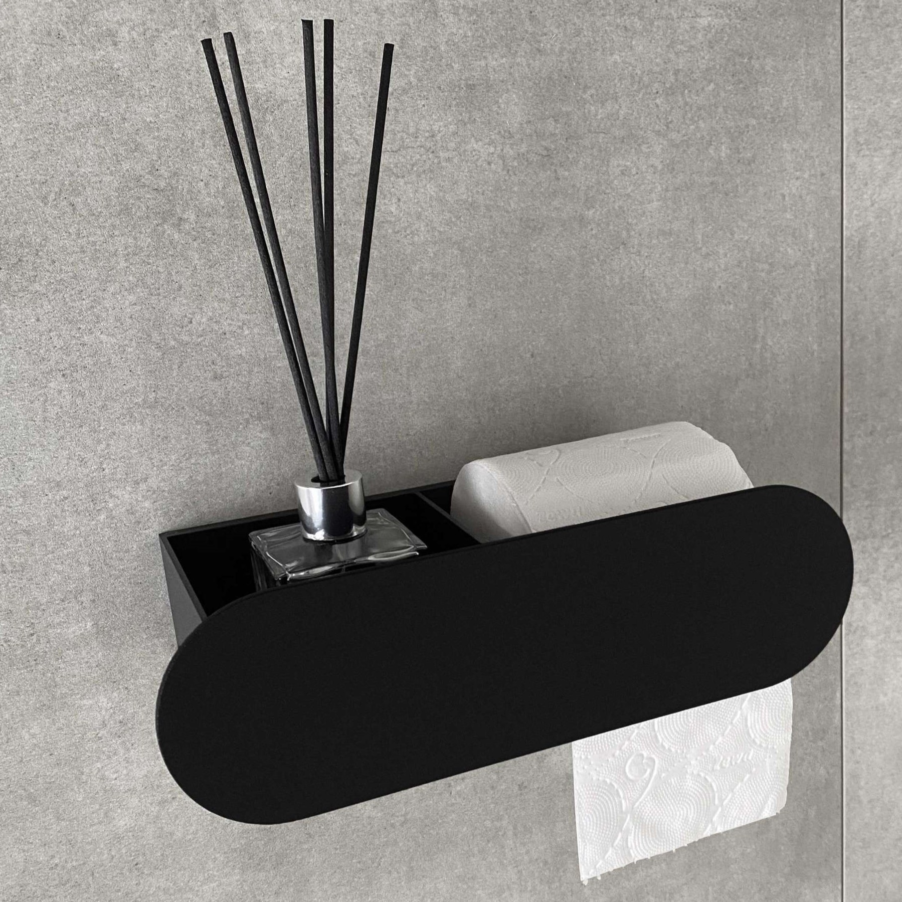  Бумагодержатель с полкой Tezza Rollo Disco (черный), бумагодержатель справа