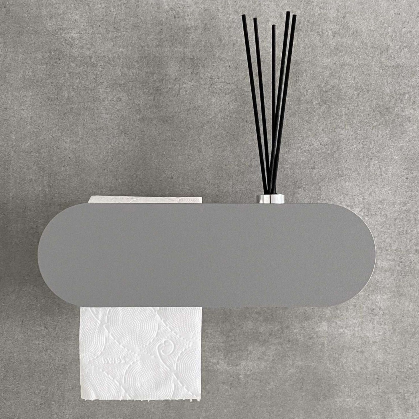  Бумагодержатель с полкой Tezza Rollo Disco (серый), бумагодержатель слева