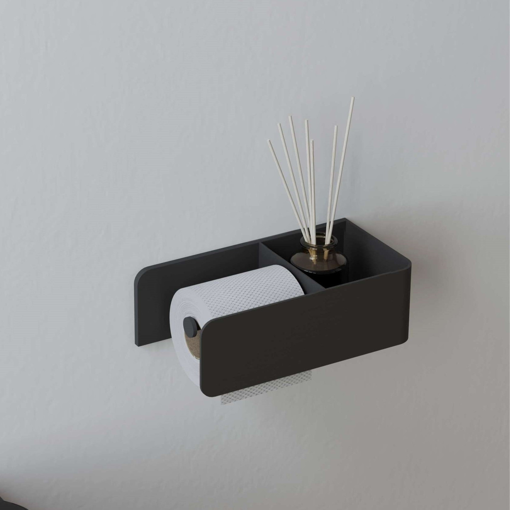  Бумагодержатель с полкой Tezza Rollo Flex (белый), бумага слева