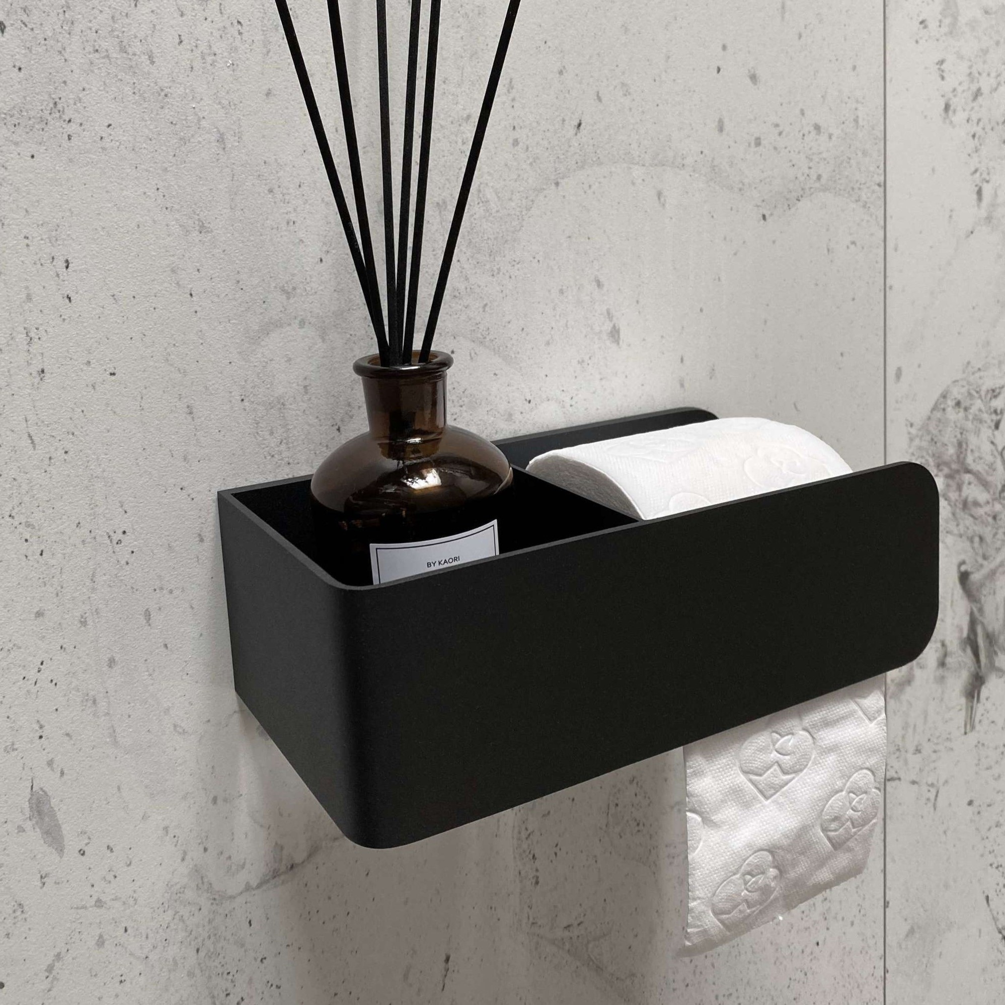  Бумагодержатель с полкой Tezza Rollo Flex (черный), бумага справа