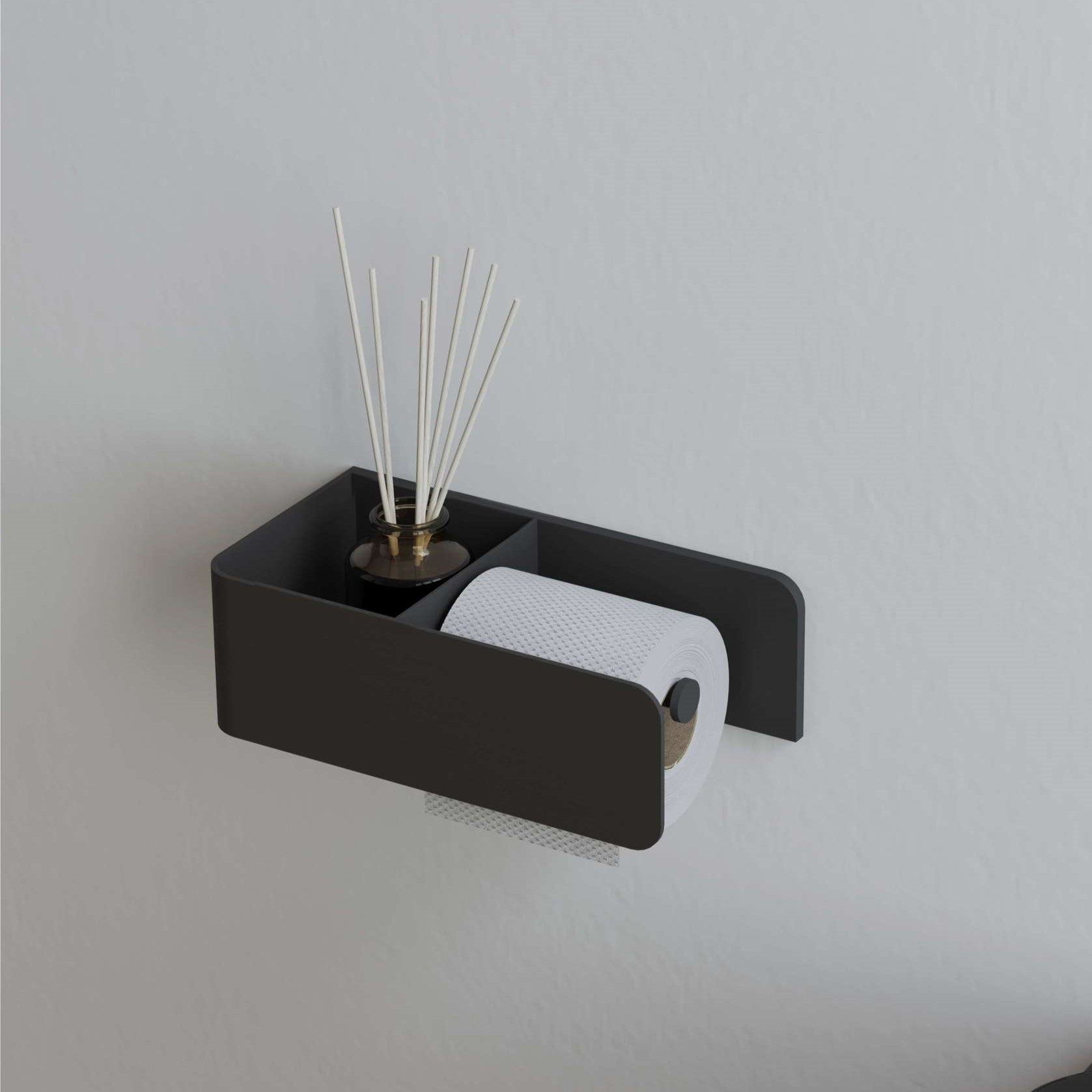  Бумагодержатель с полкой Tezza Rollo Flex (черный), бумага справа