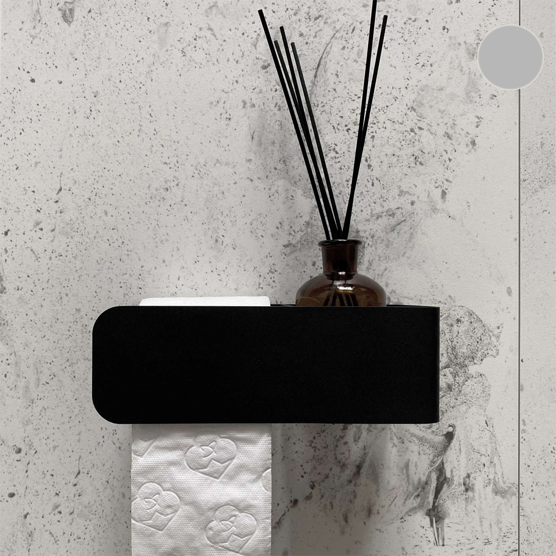  Бумагодержатель с полкой Tezza Rollo Flex (серый), бумага слева