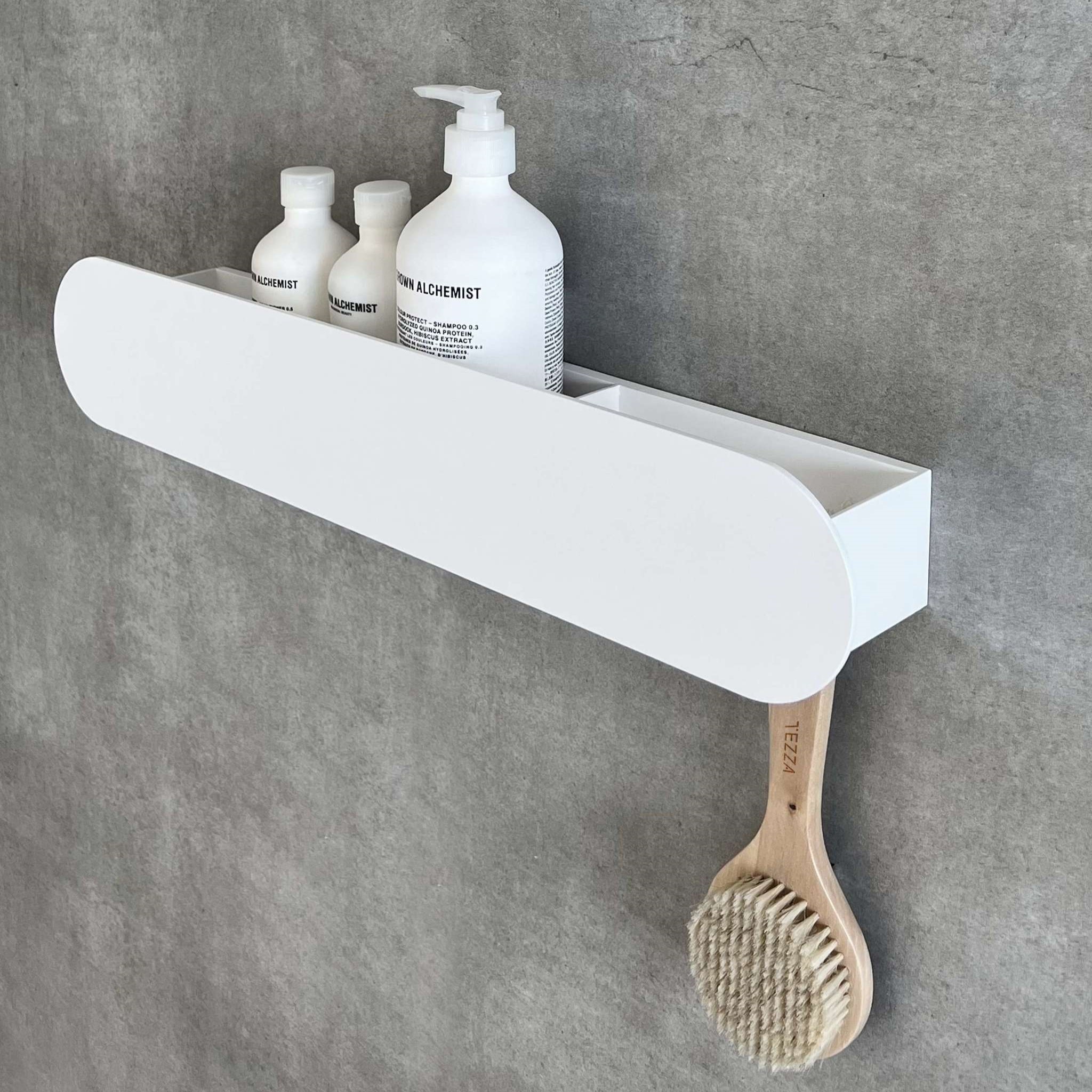  Полка с крючками Tezza Lava Disco 120 см (белый), крючки слева