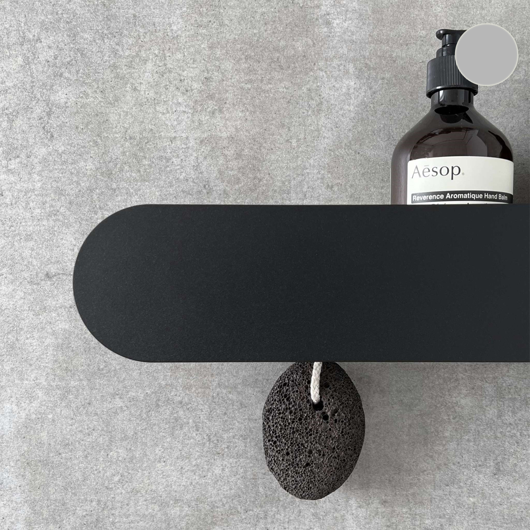  Полка с крючками Tezza Lava Disco 100 см (серый), крючки слева