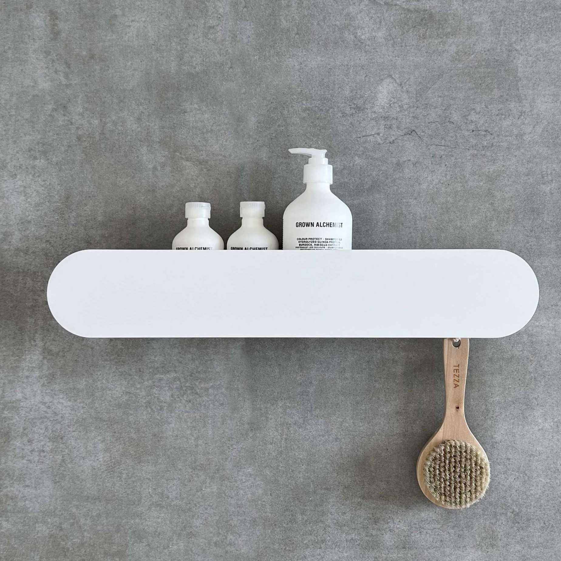  Полка с крючками Tezza Lava Disco 180 см (белый), крючки справа