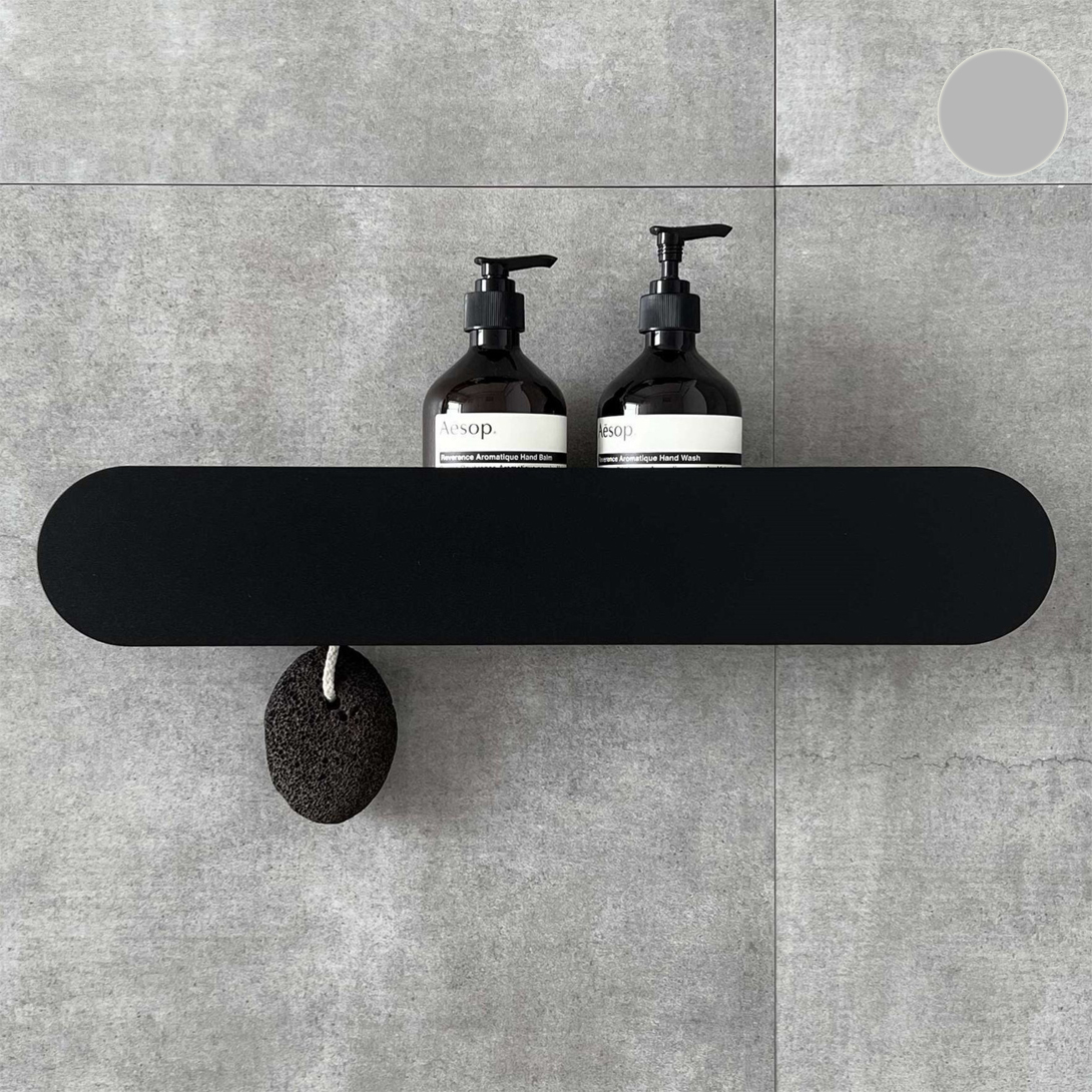  Полка с крючками Tezza Lava Disco 50 см (серый), крючки слева