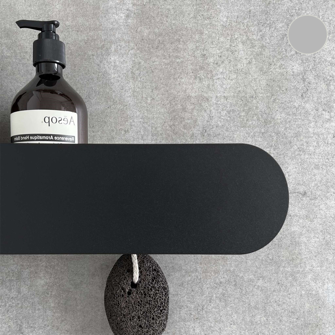  Полка с крючками Tezza Lava Disco 100 см (серый), крючки справа