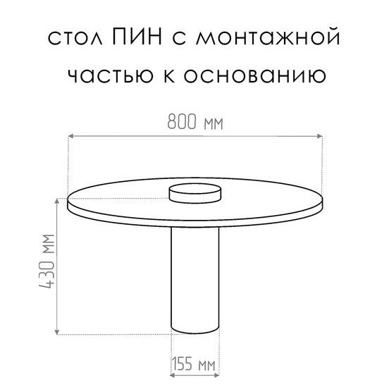  Стол с монтажной частью Тезза Пин d-80 см, высота 43 см (античная латунь+сатин. нерж. сталь)
