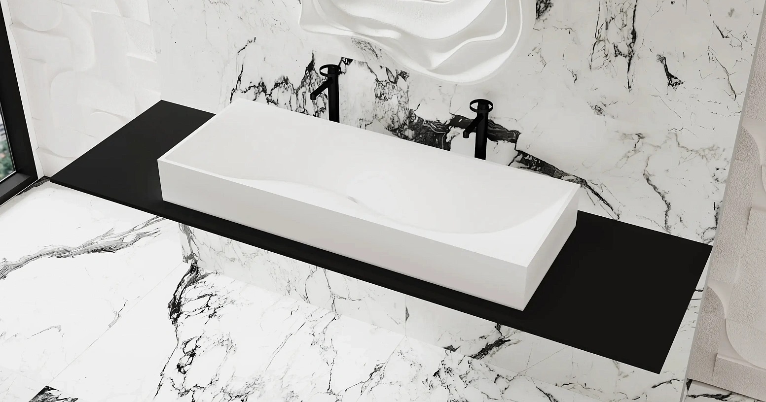 Раковина накладная Salini Sonata S-Stone 1401201MF 119.5x45x13 (покраска RAL полностью, матовый), без донного клапана, двойная