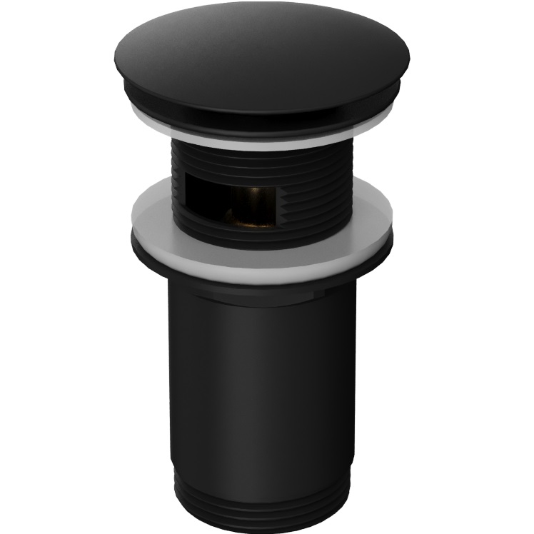 Донный клапан для раковины Whitecross A706BL (черный матовый), с переливом и без, клик-клак