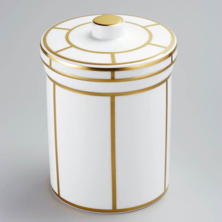 Банка фарфоровая с крышкой Ithaque decor or A7A-A02-4611 (белый, золотой)