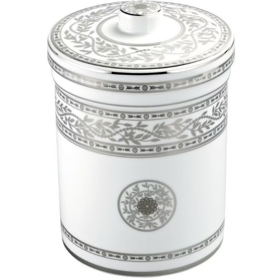 Банка фарфоровая с крышкой настольная Marquise platinum decor A7G-A02-4611 (белый, платина)