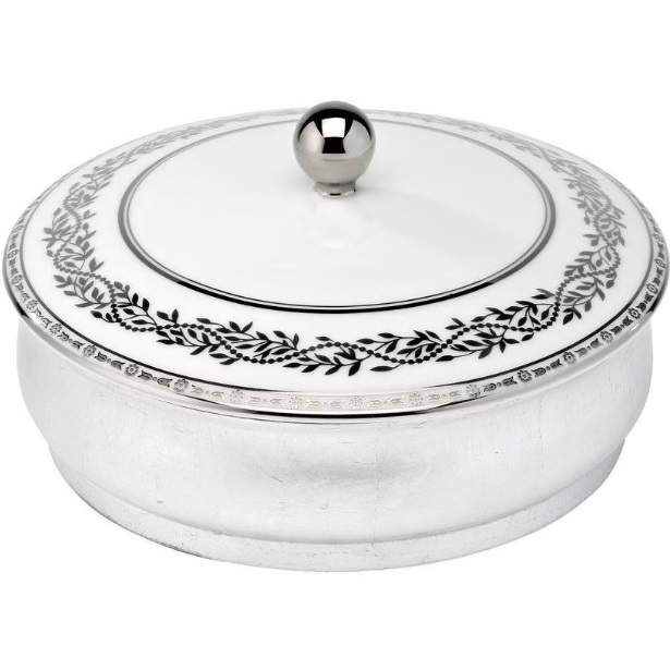 Банка лакированная с фарфоровой крышкой Marquise platinum decor A7G-A02-4623 (белый, платина)