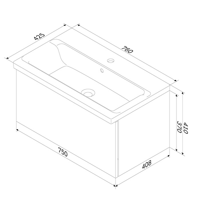 База под раковину подвесная AM.PM Gem M90FHX07521WG 75 см