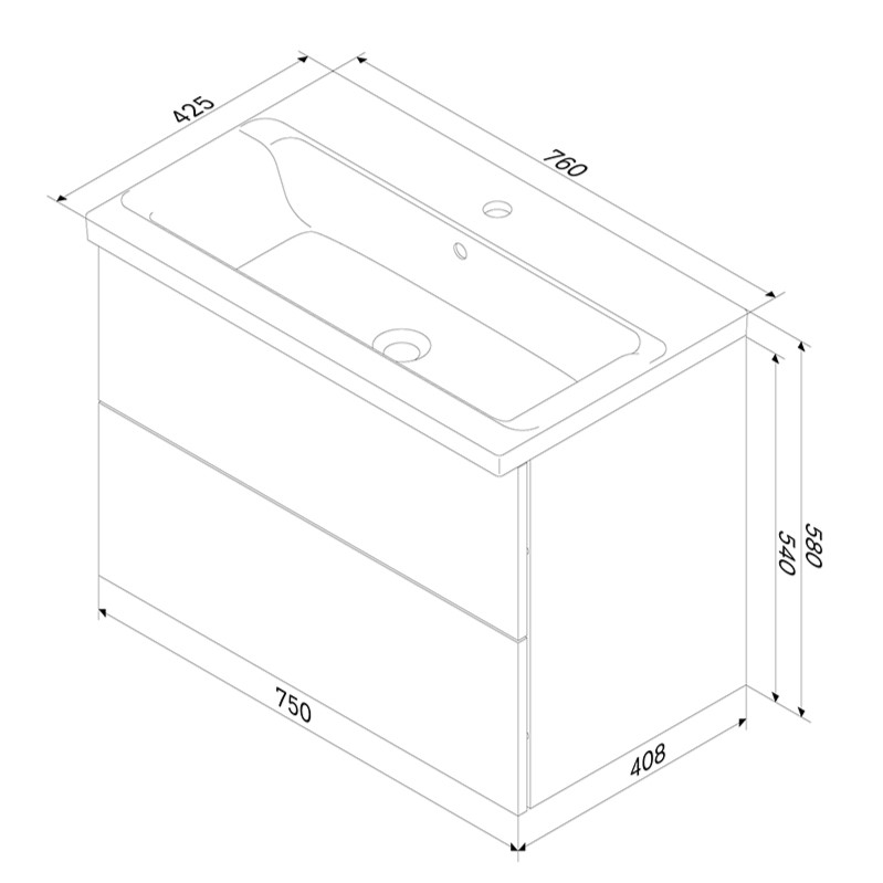 База под раковину подвесная AM.PM Gem M90FHX07522WG 75 см
