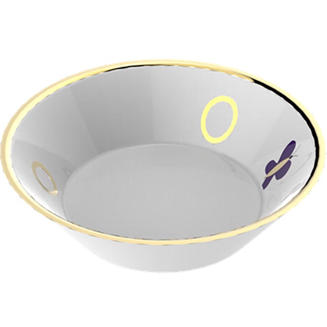 Блюдо фарфоровое 13x13 см. THG Capucine Mauve Decor Or A7D-A02-4615 (золотой, лиловый, белый)