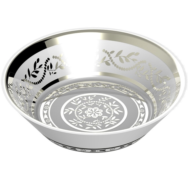 Блюдо керамическое настольное Marquise platinum decor 13 см. A7G-A02-4615 (белый, платина)